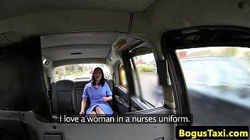 Cock-loving brunette is filmed having sex in a taxi