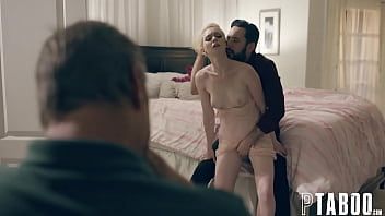 play She comes between the legs of a guy and starts rubbing his penis as best she can